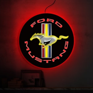 Ford Mustang LED sign Ford mustang neon sign Ford mustang logo sign Mustang wall decor Ford garage sign Garage neon sign