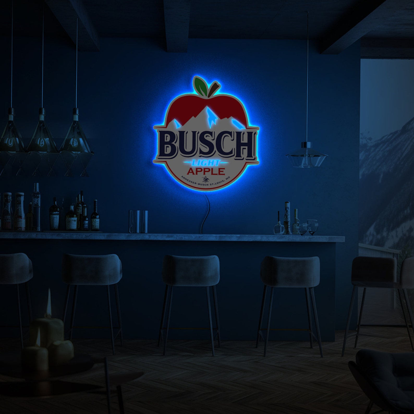 Busch Light Apple Light Sign, Busch Light Logo Led, Busch Light Led