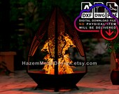 Fire pit DXF, square fireplace cutting plan, 4 banana Leafs, Digital product for metal fabricators, Ready to Cut on Plasma Laser Waterjet,