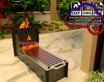 BBQ Dxf files, collapsible grill, Digital product for metal fabricators, Files dxf dwg pdf, Ready to Cut on Plasma Laser Waterjet,