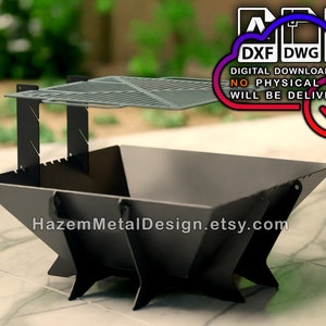 Foldable BBQ Grill DXF: Portable Fire Pit Plans (Digital Download)