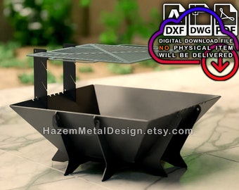 Foldable BBQ Grill DXF: Portable Fire Pit Plans (Digital Download)