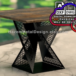 Table DXF twisted leg, metal table base, Digital product for metal fabricators, files dxf dwg pdf, Ready to cut on plasma laser waterjet,