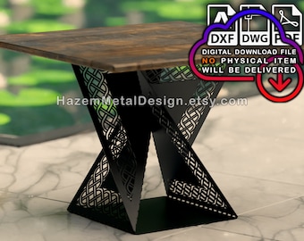 Table DXF twisted leg, metal table base, Digital product for metal fabricators, files dxf dwg pdf, Ready to cut on plasma laser waterjet,