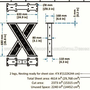 X Table Legs DXF, Digital Product for Metal Fabricators, Files DXF DWG ...