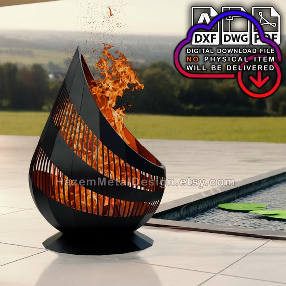 Teardrop Fire Pit DXF Plan: Metal Fabricator Ready (digital