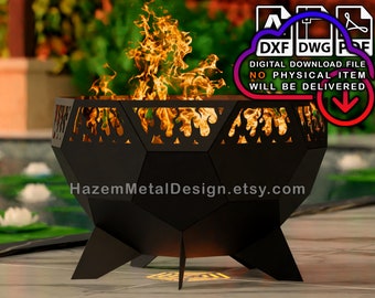 Fire Pit polygon Ball dxf , Digital product for metal fabricators, Files DXF DWG PDF, Ready to Cut on Plasma Laser Waterjet, Metal Yard Art,