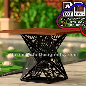 Table DXF twisted leg, metal table base, Digital product for metal fabricators, files dxf dwg pdf, Ready to cut on plasma laser waterjet,