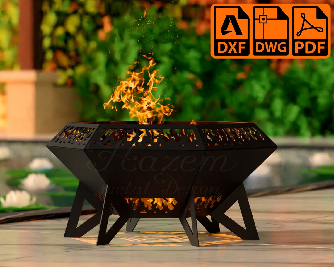 Hexagon Fire Pit Dxf Diamond Digital Product for Metal Etsy