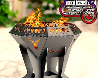 Deer Fire Pit, DXF cutting plan, Digital product for metal fabricators, Files Dxf, Dwg, Pdf, Ready to Cut on Plasma Laser Waterjet,