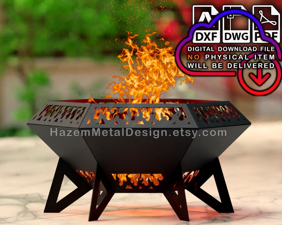 Hexagon Fire Pit Dxf Diamond , Digital Product for Metal Fabricators