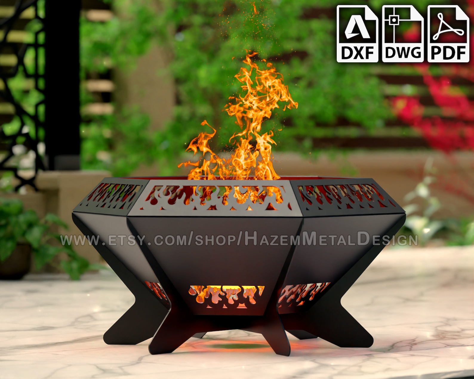 Hexagon Fire Pit Dxf Diamond Digital Product for Metal Etsy Canada