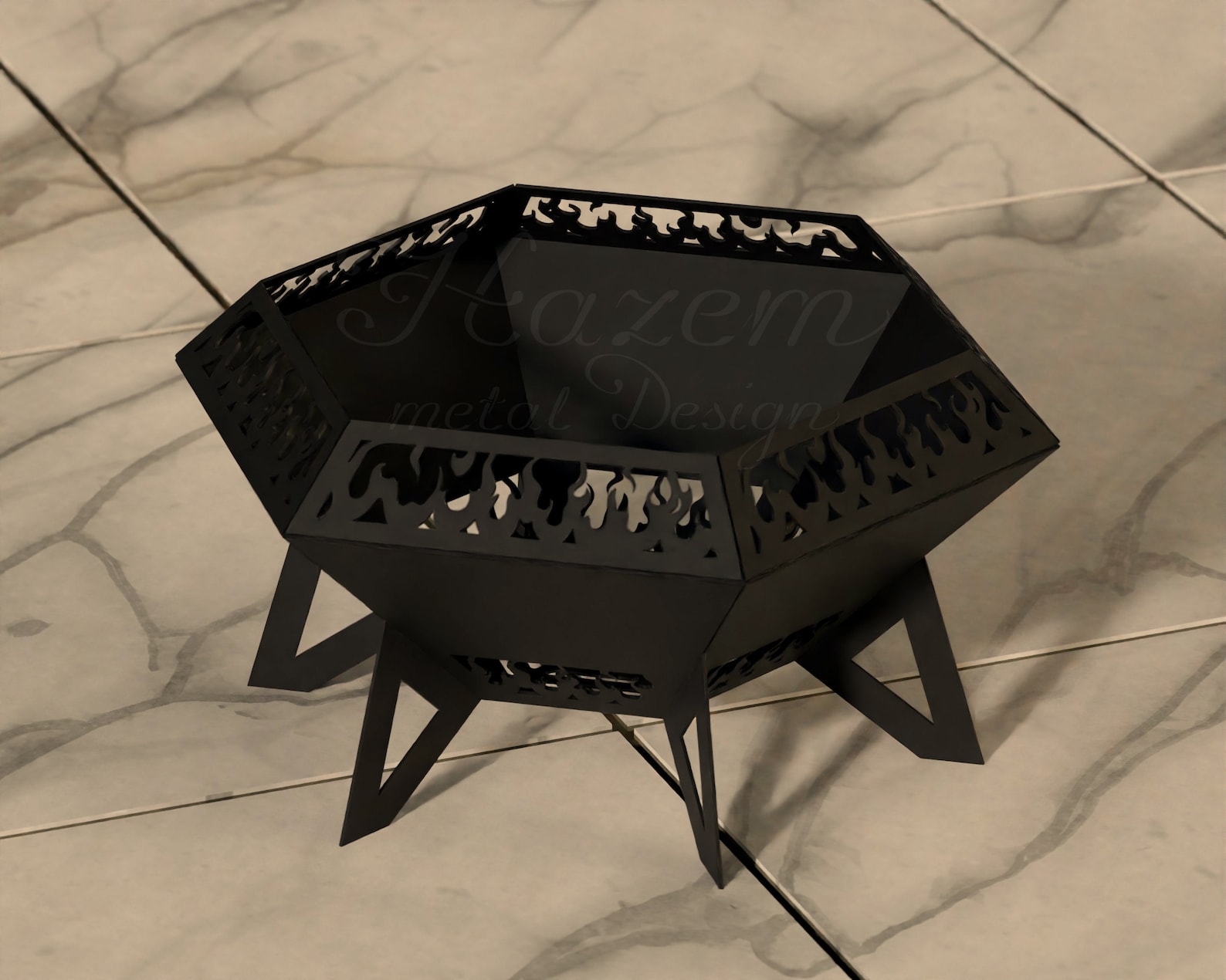 Hexagon Fire Pit Dxf Diamond Digital Product for Metal - Etsy