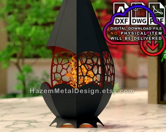 Fire pit DXF, octagon fireplace, Digital product for metal fabricators, files DXF DWG pdf, Ready to cut on plasma laser waterjet,