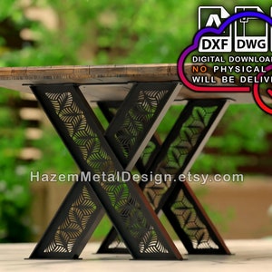 X Table Legs DXF, Digital product for metal fabricators, Files DXF DWG pdf, Ready to Cut on Plasma Laser Waterjet,