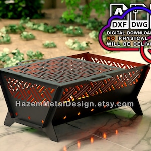 Fire pit DXF, collapsible grill, Digital product for metal fabricators, Files DXF DWG Pdf, Ready to Cut on Plasma Laser Waterjet,