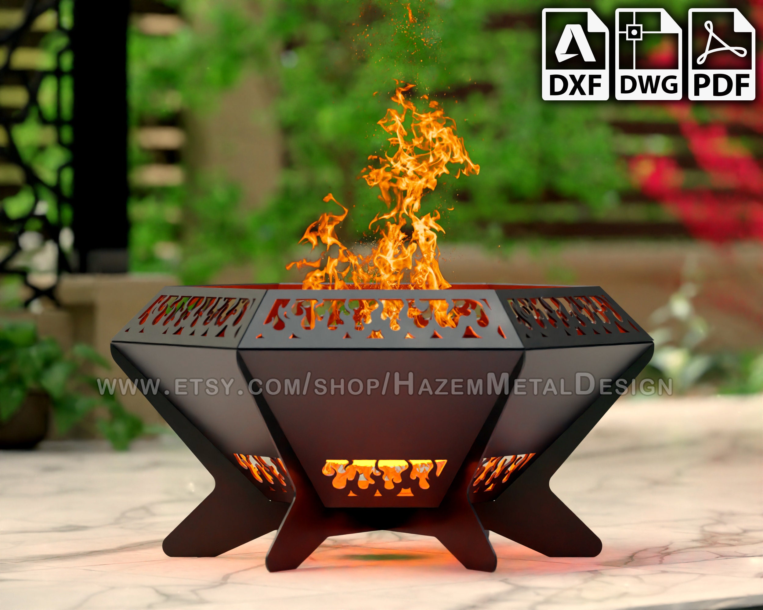 Hexagon Fire Pit DXF: Diamond Flame Pattern (digital Download) - Etsy