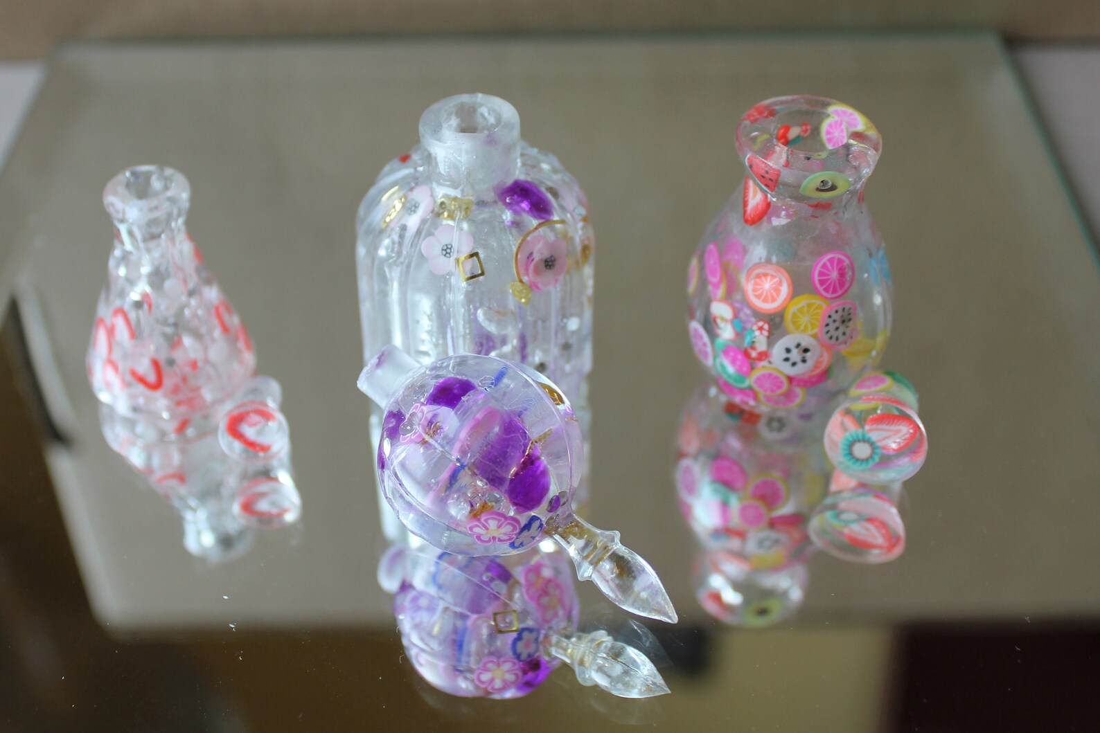 Real Miniature Bottles handmade resin set of 3 Etsy