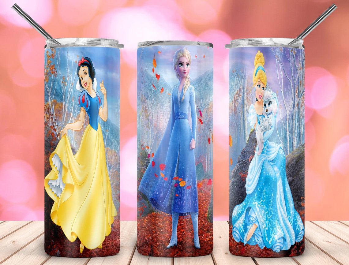 Disney Princess 20oz Skinny Tumbler Straight &Tapered Designs Etsy