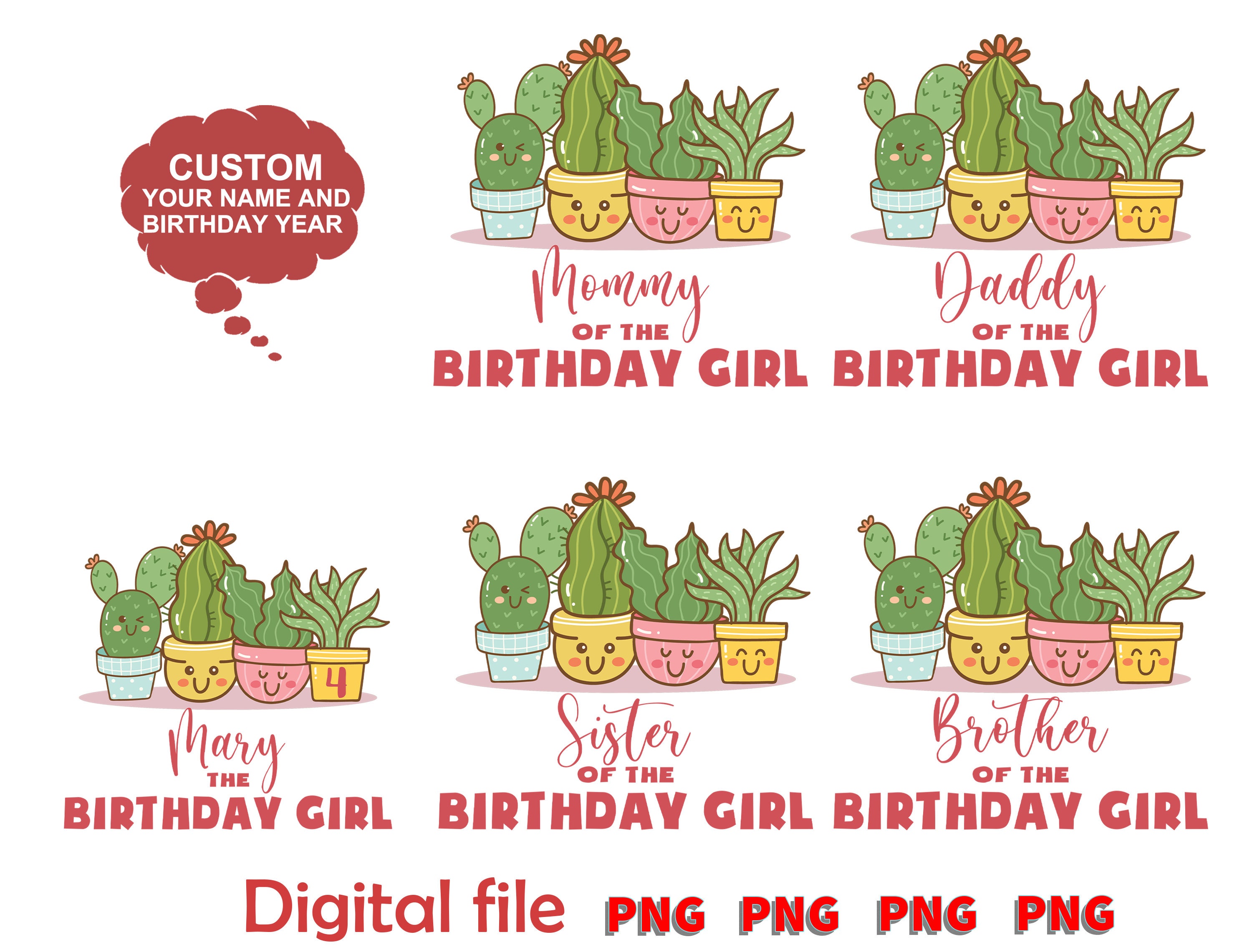 Editierbares Bundle Kaktus süß Design Kaktus Geburtstag für Etsy