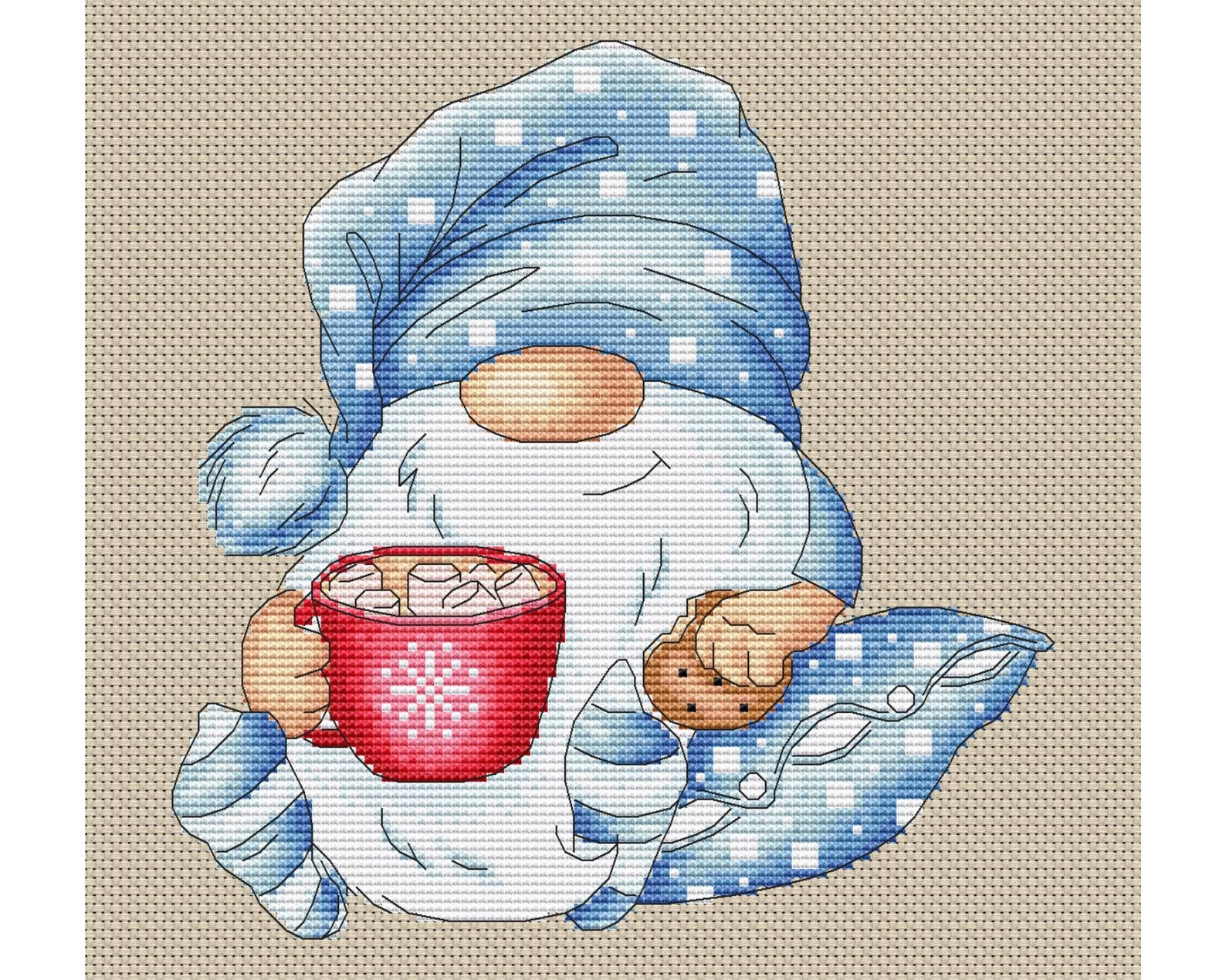 Gnome Cross Stitch Pattern Cocoa Gnome Christmas Gnome Etsy