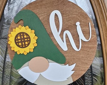Sunflower Gnome Door Hanger: 3D Welcome Sign