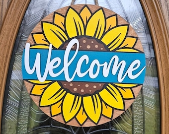 Sunflower Door Hanger | Fall Welcome Sign | Front Door Decor | 3D Welcome Sign