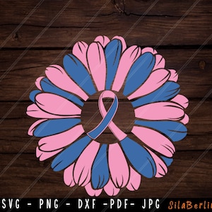 Grossesse de tournesol et perte de nourrisson SVG, perte de nourrisson svg, ruban rose et bleu Svg, perte de grossesse png, fichier de coupe Svg à utiliser pour Cricut