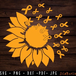 Appendix Cancer Sunflower SVG, Appendix Cancer svg, Peace Love Cure, Appendix  Sunflower Ribbon, Appendix Cancer Awareness, Instant Download