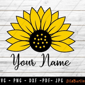 Split Sunflower svg gesneden bestand voor Cricut Silhouette, Floral svg, Sunflower Monogram Svg, Sunflower Frame Svg, Instant Download