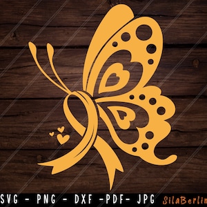 Butterfly Childhood Cancer SVG, Childhood Cancer svg, Childhood Cancer Awareness Svg, Gold Ribbon Svg, Svg cut file to use for Cricut