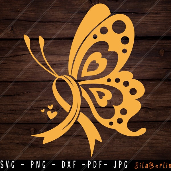 Butterfly Childhood Cancer SVG, Childhood Cancer svg, Childhood Cancer Awareness Svg, Gold Ribbon Svg, Svg cut file to use for Cricut