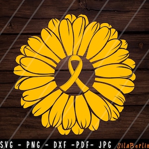 Appendix Cancer Sunflower SVG, Appendix Cancer svg, Peace Love Cure, Appendix  Sunflower Ribbon, Appendix Cancer Awareness, Instant Download