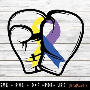 Bladder Cancer Svg, Awareness Ribbon svg, Bladder Cancer png, Blue Yellow Purple Ribbon SVG, Fight cancer Svg cut file to use for Cricut