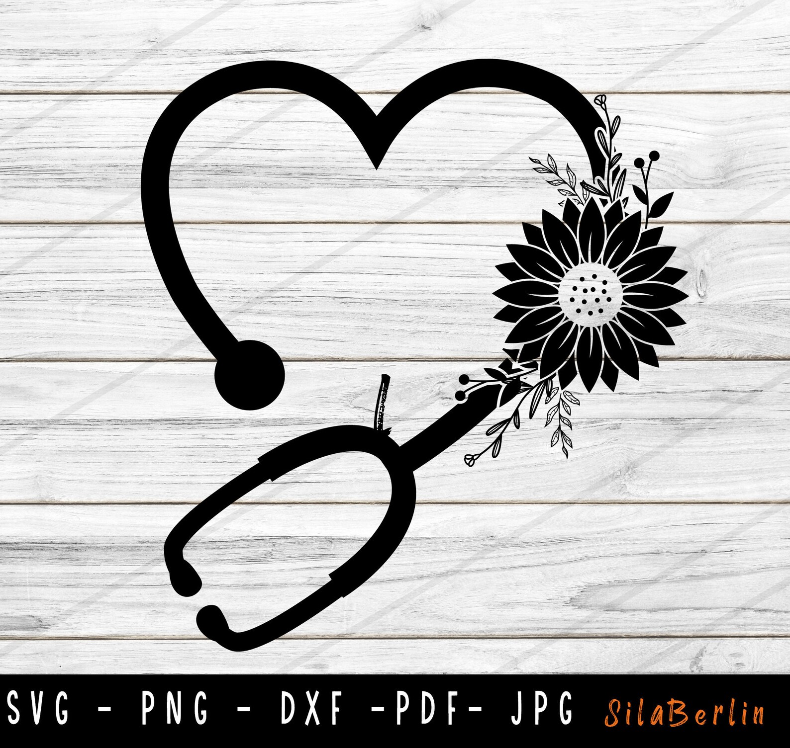 Sunflower Floral Stethoscope Svg Flower Stethoscope Nurse Etsy