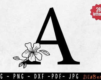 Floral Alphabet SVG Bundle: Flower Monogram Clipart (Digital Download)