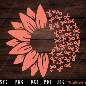 Sunflower Uterine Cancer SVG, Uterine Cancer svg, Cancer Awareness Svg, Ribbon Svg, Endometrial Cancer png, Svg cut file to use for Cricut