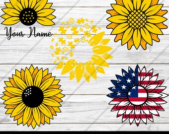 Sonnenblume SVG Bundle: Monogramm Clipart, Schneidedateien (Digitaler Download)