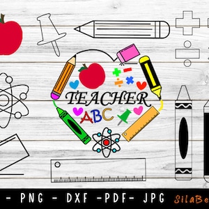 Teacher SVG Bundle, Teacher Svg, School svg, School Supplies svg, Pencils svg, Back to School svg, Cut Files for Cricut, Silhouette