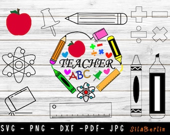 Teacher SVG Bundle: School Supplies Cut Files (Digital Download)