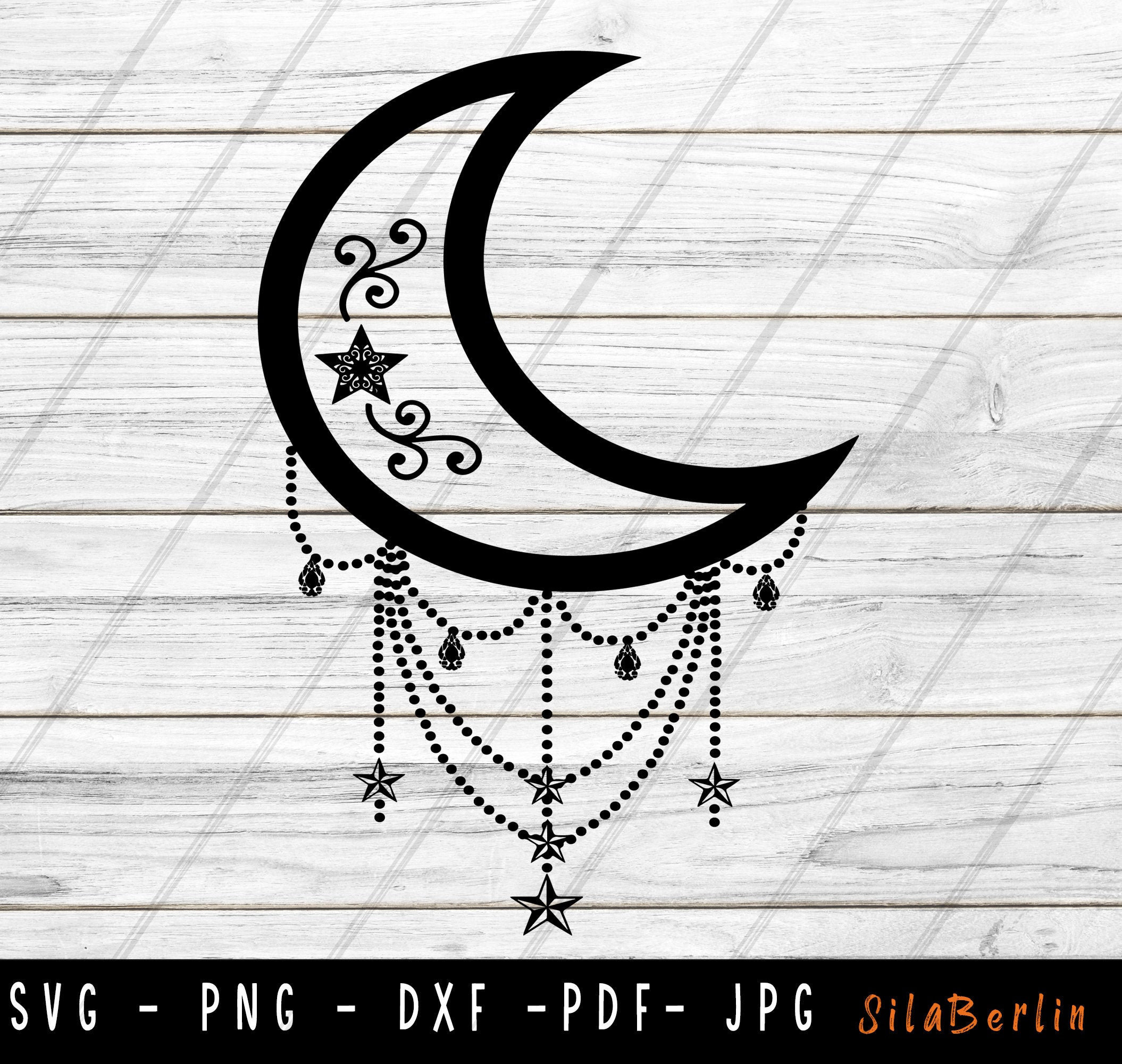 Download Crescent Moon svg Floral Moon svg Mandala Moon svg Cut | Etsy
