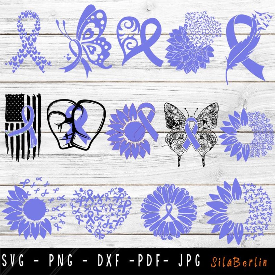 Acid Reflux Awareness SVG Bundle: Periwinkle Ribbon Designs (digital ...