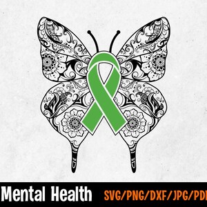 Butterfly Mental Health SVG, Mental Health SVG, Mental Health Ribbon svg, Mental Health Month, Awareness Ribbon, svg file to use for Cricut