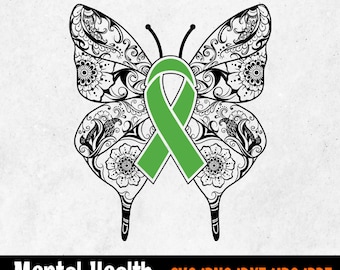 Butterfly Mental Health Awareness Ribbon SVG File (Digital Download)