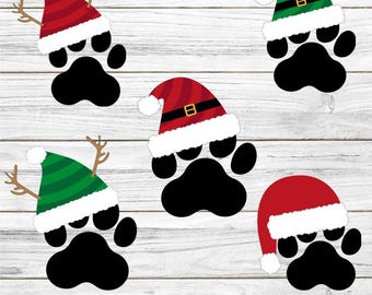 Santa Hat Paw Print SVG: Pet Christmas Clipart (Digital Download)