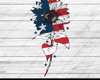 Sunflower American Flag SVG, Sunflower svg, American Flag svg, Sunflower png, svg files for cricut, Instant Download