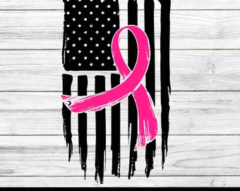 Bandera de EE. UU. SVG para la concientización sobre el cáncer de mama: Bandera de lucha con lazo rosa (descarga digital)