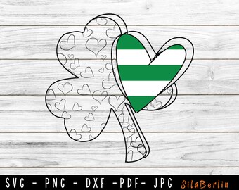 St. Patrick's Day Shamrock Heart SVG: Irish Clover Design (Digital Download)