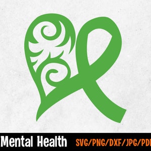 Heart Mental Health SVG, Mental Health SVG, Mental Health Ribbon svg, Mental Health Month, Awareness Ribbon, svg file to use for Cricut