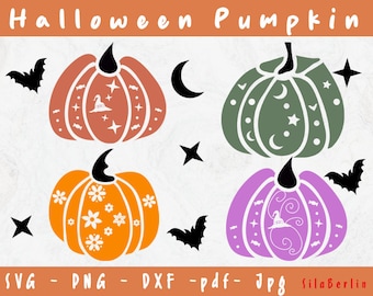 Retro Halloween Pumpkin SVG Bundle, Cricut Silhouette (Digital Download)